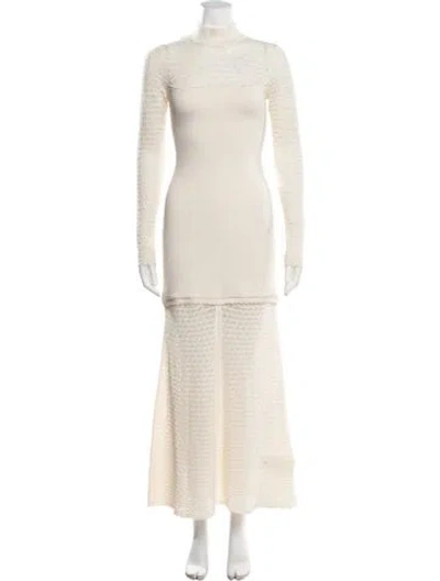 Pre-owned Posse Lace Pattern Long Dress In Neutrals