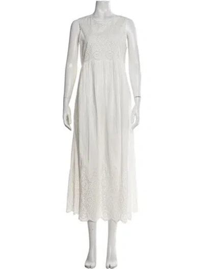 Pre-owned Posse Lace Pattern Long Dress In Neutrals/white