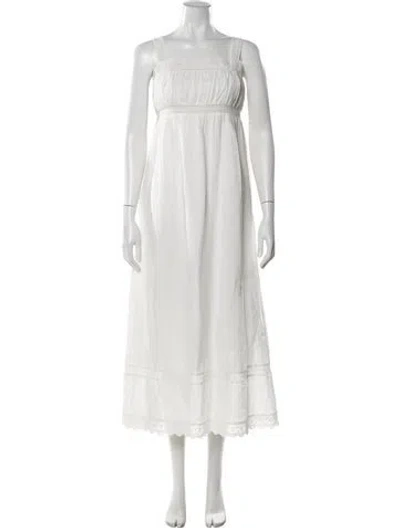 Pre-owned Posse Lace Pattern Long Dress In White