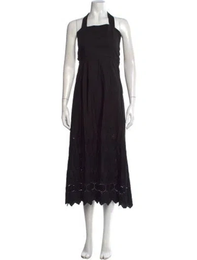 Pre-owned Posse Lace Pattern Midi Length Dress In Black