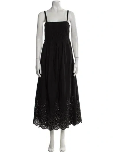 Pre-owned Posse Lace Pattern Midi Length Dress In Black