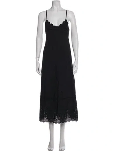 Pre-owned Posse Lace Pattern Midi Length Dress In Blue