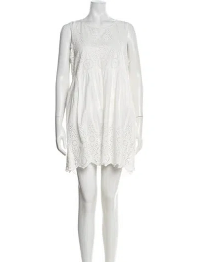 Pre-owned Posse Lace Pattern Mini Dress In White