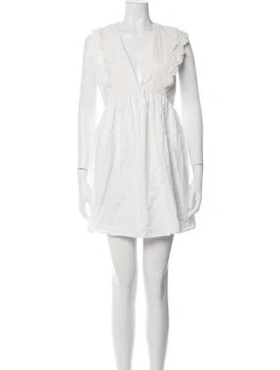 Pre-owned Posse Lace Pattern Mini Dress In White