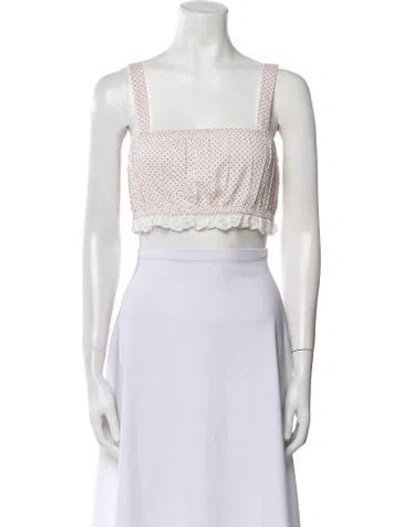 Pre-owned Posse Lace Pattern Square Neckline Crop Top W/ Tags In Neutral