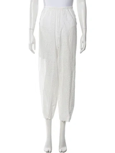 Pre-owned Posse Lace Pattern Wide Leg Pants In White