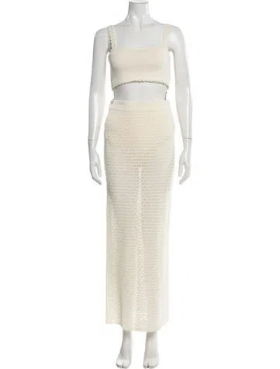 Pre-owned Posse Lace Trim Embellishment Skirt Set In Neutral