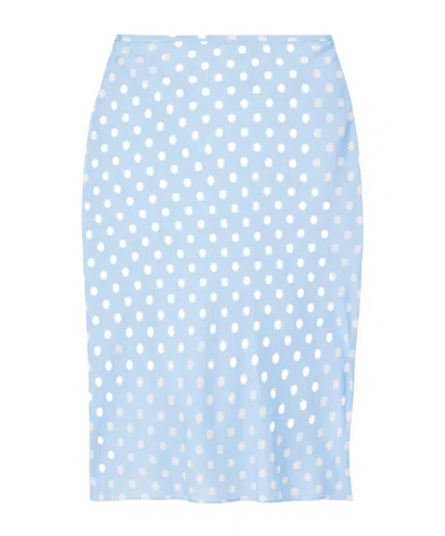 Posse Leo Polka Dot Midi Skirt In Blue