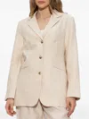 Posse Leon Single-breasted Pinstripe Linen Blazer In Neutral