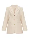 Posse Leon Single-breasted Pinstripe Linen Blazer In Neutral