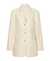 Posse Leon Single-breasted Pinstripe Linen Blazer In Nude
