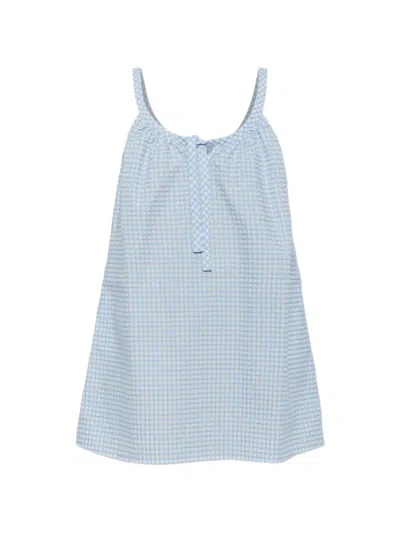 Posse Lila Gingham Tie-fastening Mini Dress In Blue