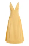 Posse Lindie Cotton Midi Dress In Yellow