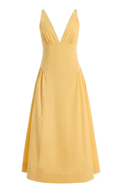 Posse Lindie Cotton Midi Dress In Yellow
