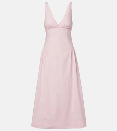 Posse Lindie Cotton Poplin Midi Dress In Pink