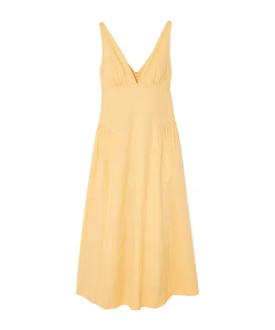 Posse Lindie Cotton Midi Dress In Yellow