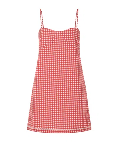 Posse Lindie Gingham Cotton Mini Dress In Multi