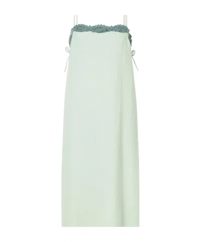 Posse Darya Lace-trimmed Linen And Cotton-blend Midi Dress In Green