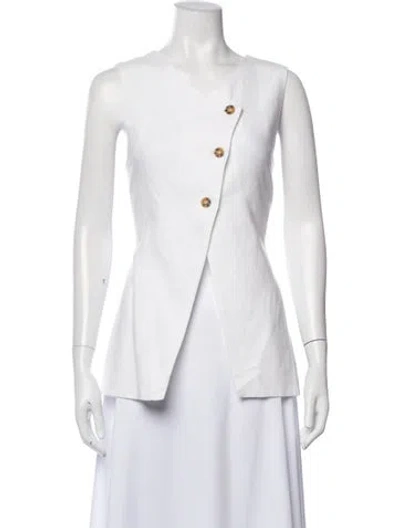 Pre-owned Posse Linen Asymmetrical Top In White