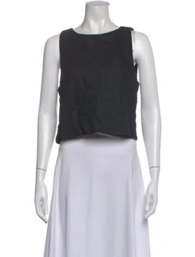 Pre-owned Posse Linen Crew Neck Crop Top In Black