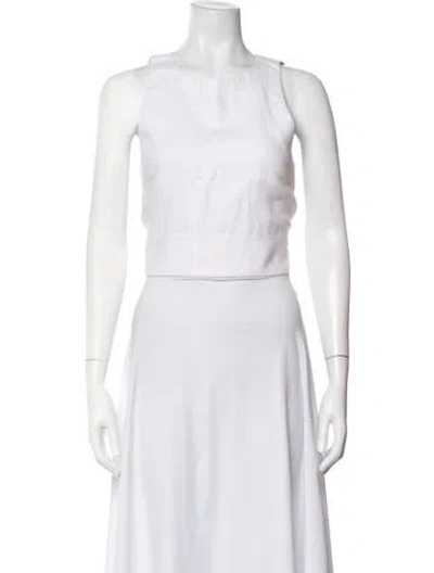Pre-owned Posse Linen Crew Neck Crop Top In White