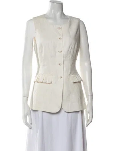 Pre-owned Posse Linen Crew Neck Top In Neutrals