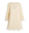 Posse Essie Fringed Linen Mini Kaftan In Neutral