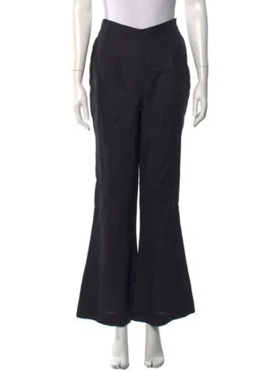Pre-owned Posse Linen Flared Pants In Black