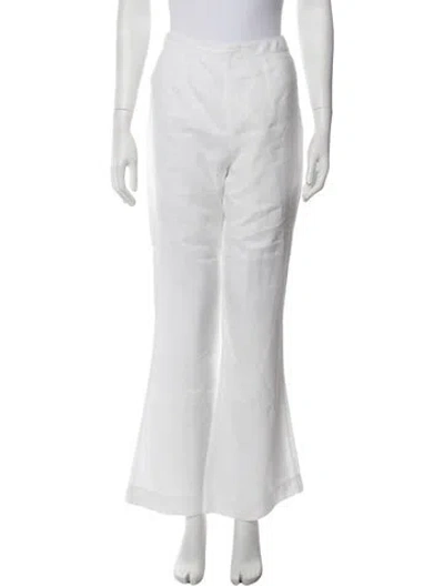 Pre-owned Posse Linen Flared Pants In White
