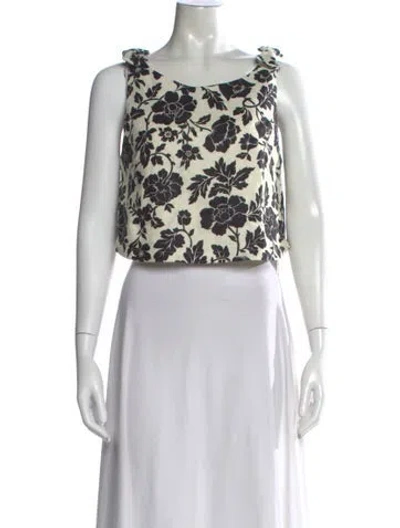 Pre-owned Posse Linen Floral Print Crop Top W/ Tags In Red