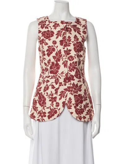 Pre-owned Posse Linen Floral Print Jacket W/ Tags In Red