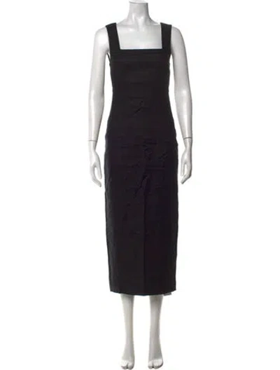 Pre-owned Posse Linen Knee-length Dress In Black