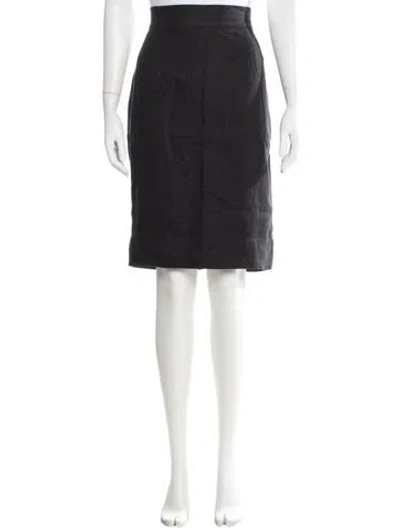 Pre-owned Posse Linen Knee-length Skirt In Black