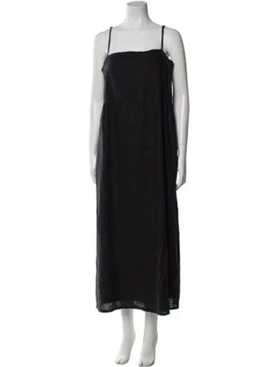 Pre-owned Posse Linen Long Dress In Black