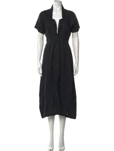 Pre-owned Posse Linen Long Dress In Black