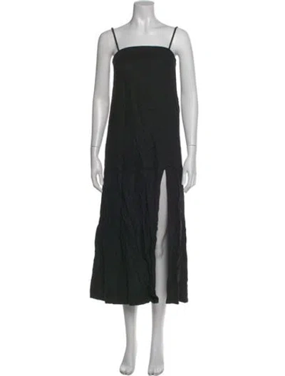 Pre-owned Posse Linen Long Dress In Black