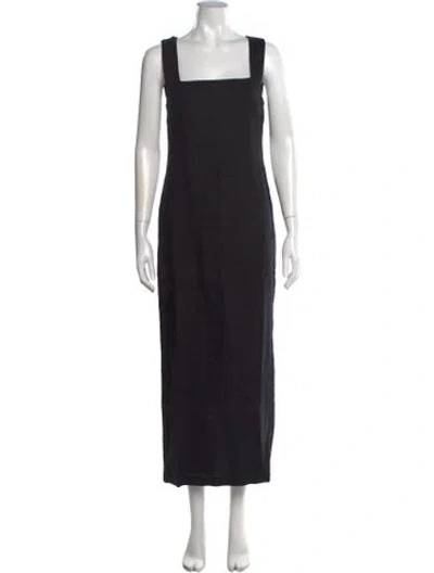 Pre-owned Posse Linen Long Dress In Black