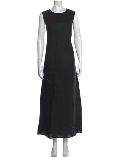 Pre-owned Posse Linen Long Dress In Black