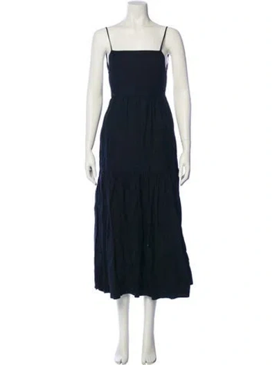 Pre-owned Posse Linen Long Dress In Blue