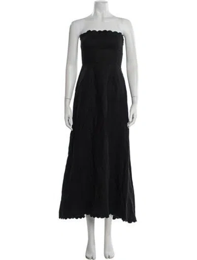 Pre-owned Posse Linen Long Dress In Blue
