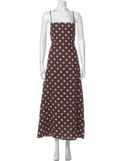 Pre-owned Posse Linen Long Dress In Brown