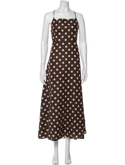 Pre-owned Posse Linen Long Dress In Brown