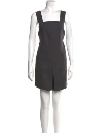 Pre-owned Posse Linen Long Dress In Gray