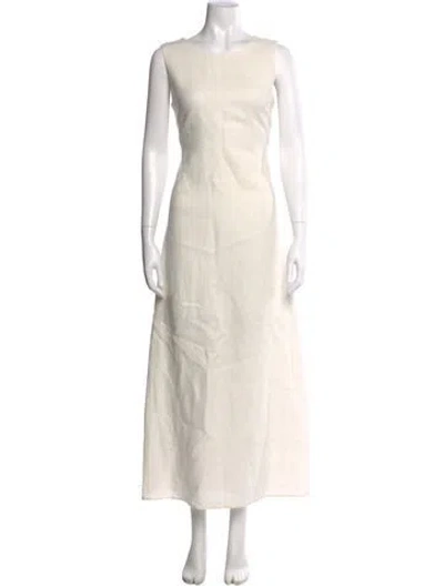 Pre-owned Posse Linen Long Dress In Neutral