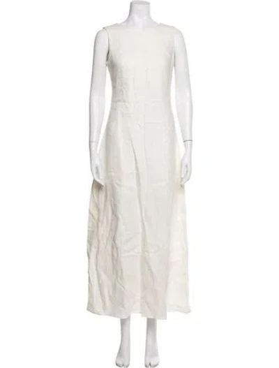 Pre-owned Posse Linen Long Dress In Neutrals