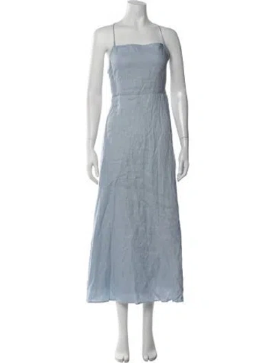 Pre-owned Posse Linen Long Dress W/ Tags In Blue