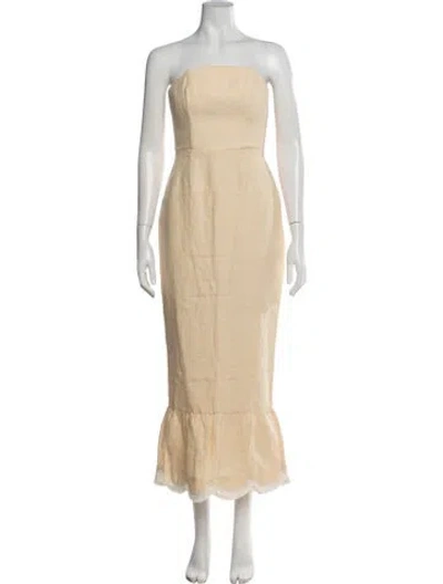 Pre-owned Posse Linen Long Dress W/ Tags In Yellow