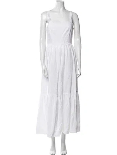 Pre-owned Posse Linen Long Dress In White
