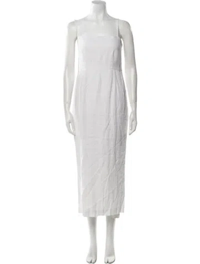 Pre-owned Posse Linen Long Dress In White