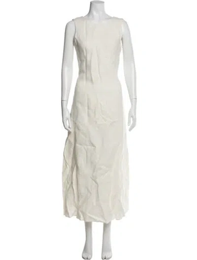 Pre-owned Posse Linen Long Dress In White